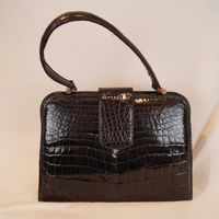 Sac vintage en véritable pleine peau de crocodile