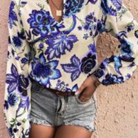 Blouse florale bleue 