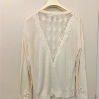Pull fin blanc dentelle H&M Taille L