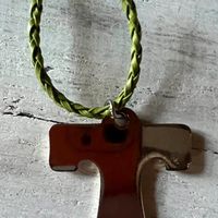 Collier vert pendentif croix acier inoxydable