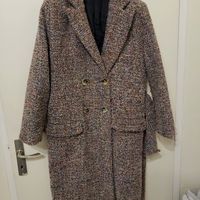 Manteau tweed en laine Taille S double poche, ceintures