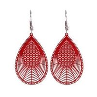 Boucles d'oreilles fantaisie goutte filigrane rouge