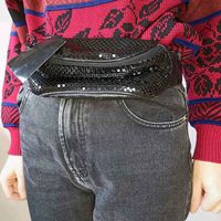 Sac banane a strass noir