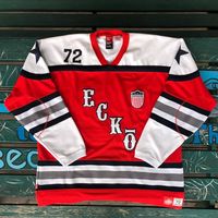 Maillot hockey vintage, L, rouge et blanc, rare 