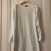 Mini robe / Tunique longue  pull Mango blanc pois noir taille L, parfait cadeau de Noel